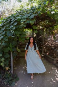 Wearing Shop Pink Blush dress at UC Riverside Botanic Gardens, Riverside, California