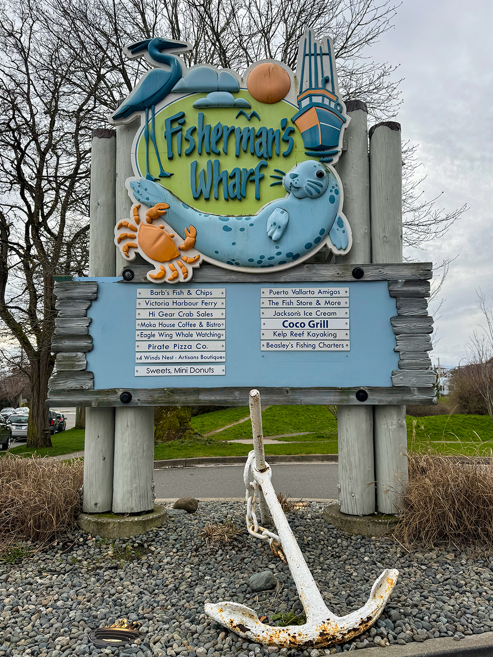 Fisherman's Wharf sign, Victoria, BC Canada