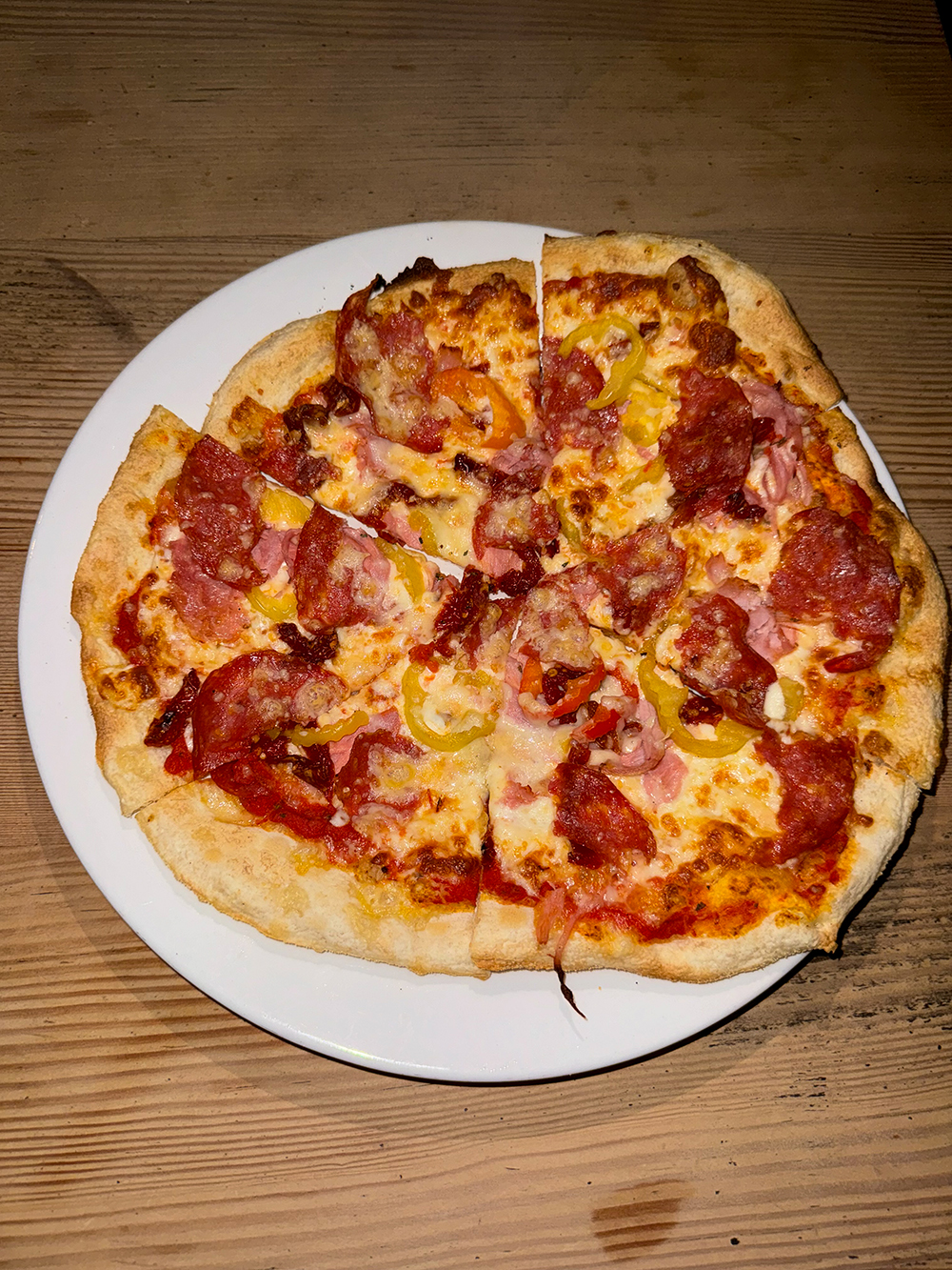 SALAME (Genoa salami, rosemary ham, sun dried tomato, banana peppers and asiago cheese) at the Il Terrazzo Ristorante, Victoria, BC Canada