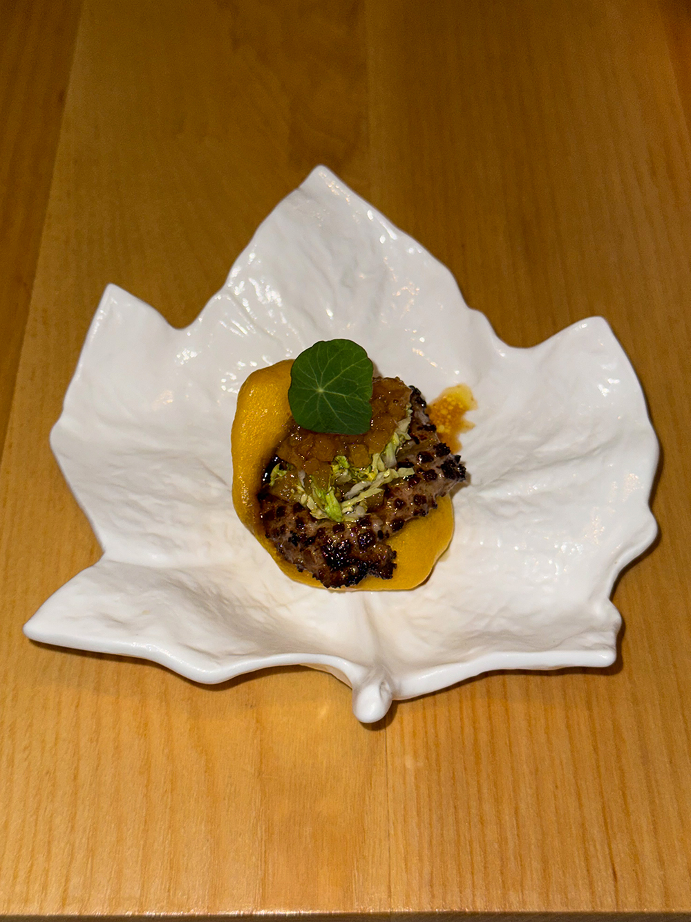 Foie Gras Bao (Asian pear, ginger, cabbage) from The Ugly Duckling, Victoria, British Columbia Canada